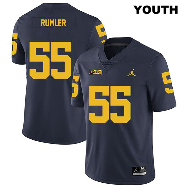 Youth NCAA Michigan Wolverines Nolan Rumler #55 Navy Jordan Brand Authentic Stitched Legend Football College Jersey LH25J01XG
